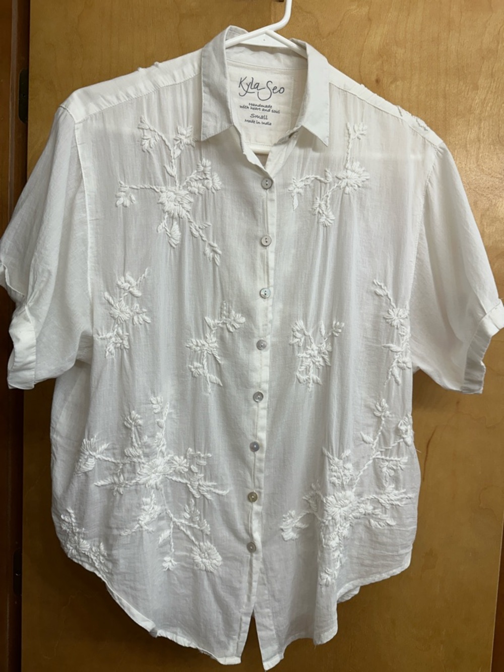 Kyla Seo White Embroidered Button-Down Shirt